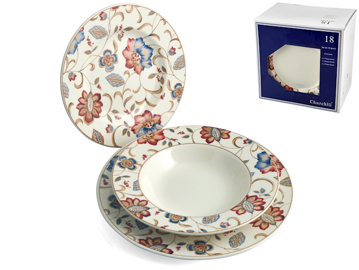 Servizio tavola 18pz earthenware decoro Jacobean by Churchill 3232000